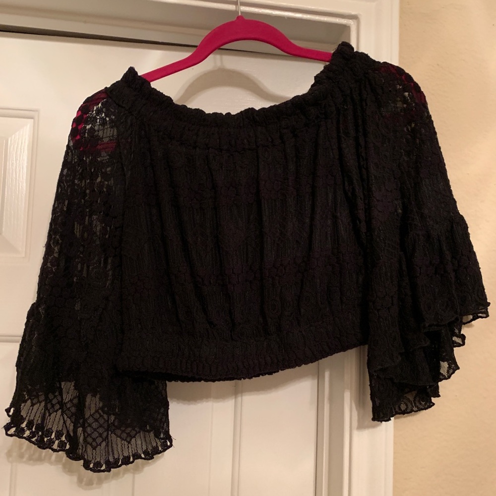 Sea Gypsies Black Lace Crop Top